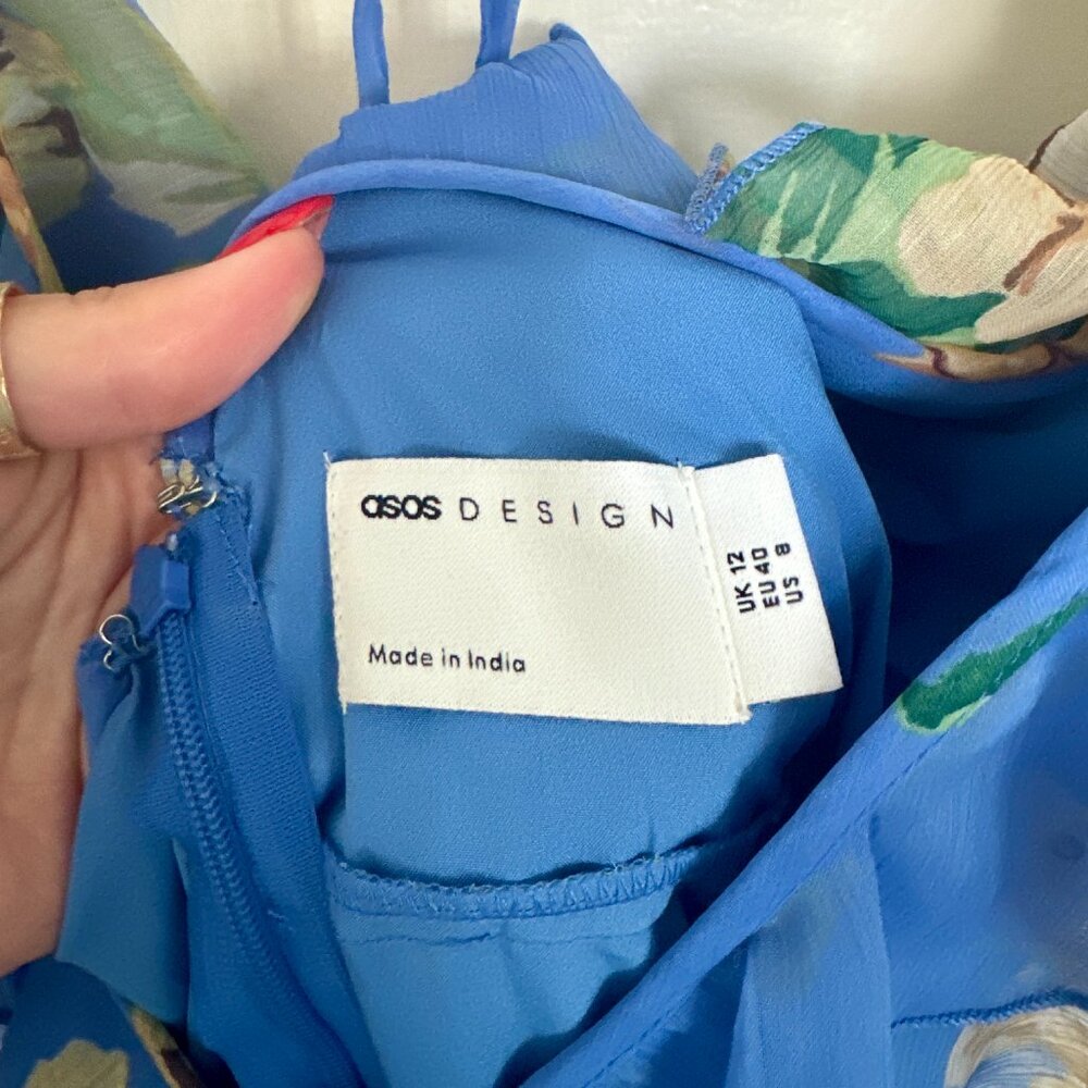 Asos Design V Front V Back Ruffle Midi Dress With… - image 4